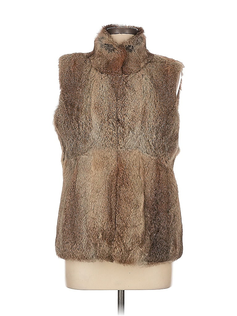 MICHAEL Michael Kors 100% Rabbit Fur Brown Faux Fur Vest Size L - 81% ...