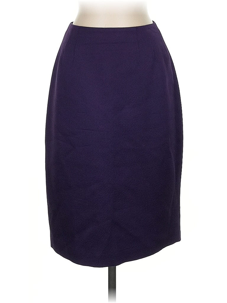 Pre-owned Linda Allard Ellen Tracy Silk Skirt In Purple