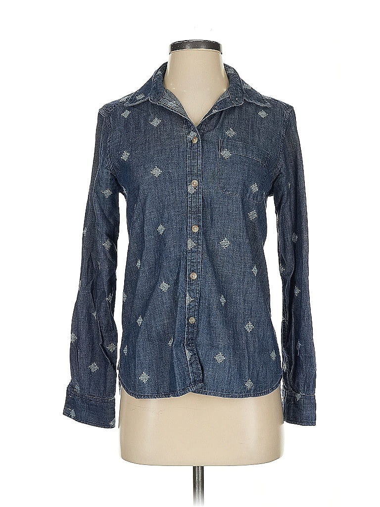 Pre-owned American Eagle Outfitters Long Sleeve Button Down Shirt In Blue