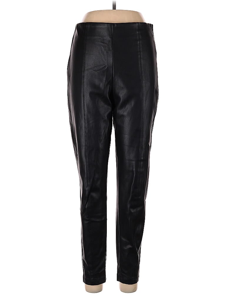 Pre-owned Ann Taylor Faux Leather Pants In Black