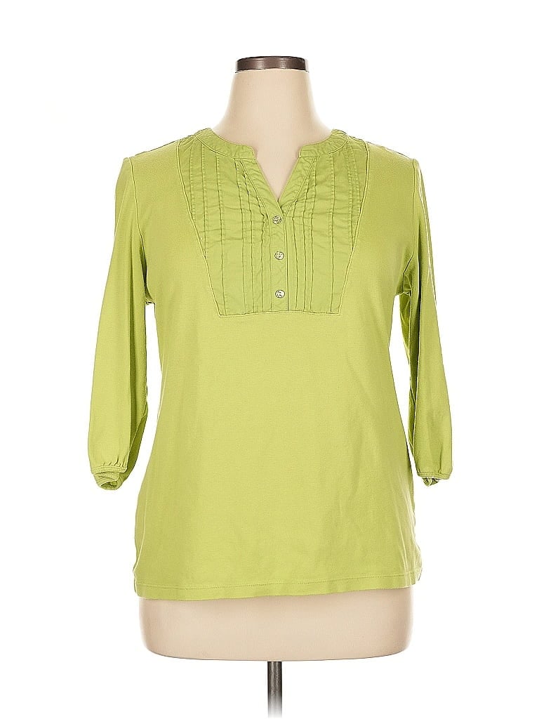 Pre-owned Karen Scott 3/4 Sleeve Blouse In Green