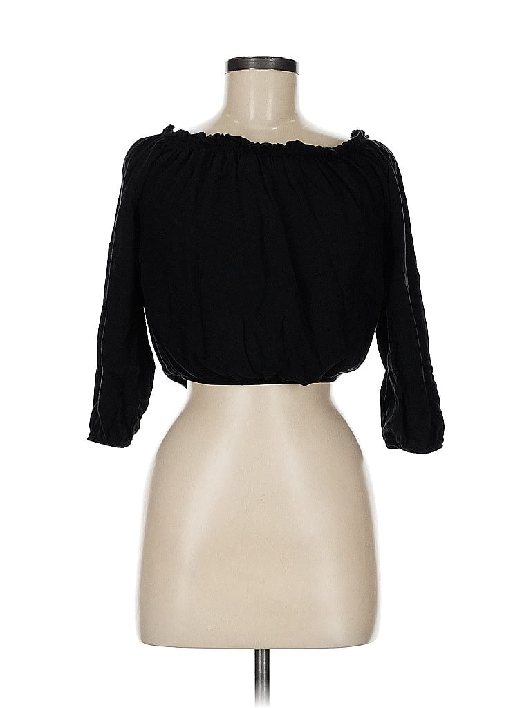 Pre-owned Brandy Melville 3/4 Sleeve Blouse In Black