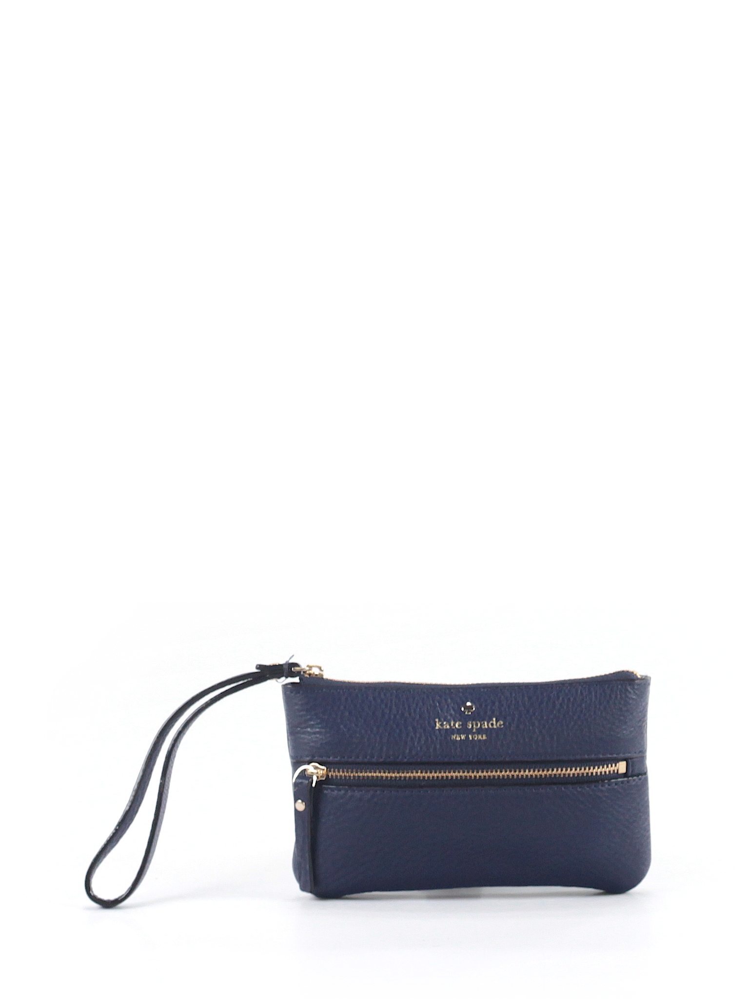 Kate Spade New York 100% Leather Graphic Dark Blue Leather Wristlet One ...