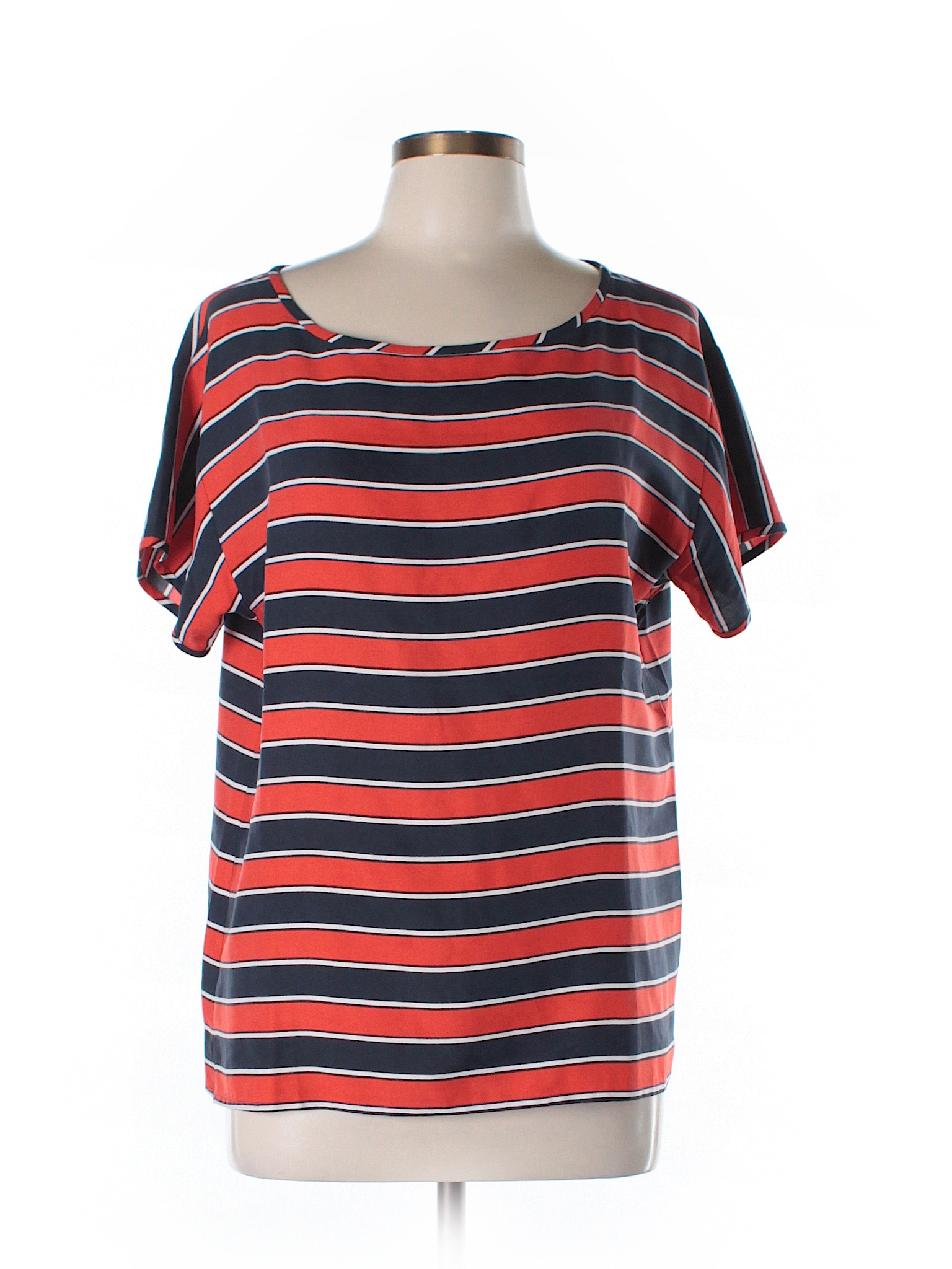 J.Crew 100% Silk Stripes Orange Short Sleeve Silk Top Size 12 - 78% off ...