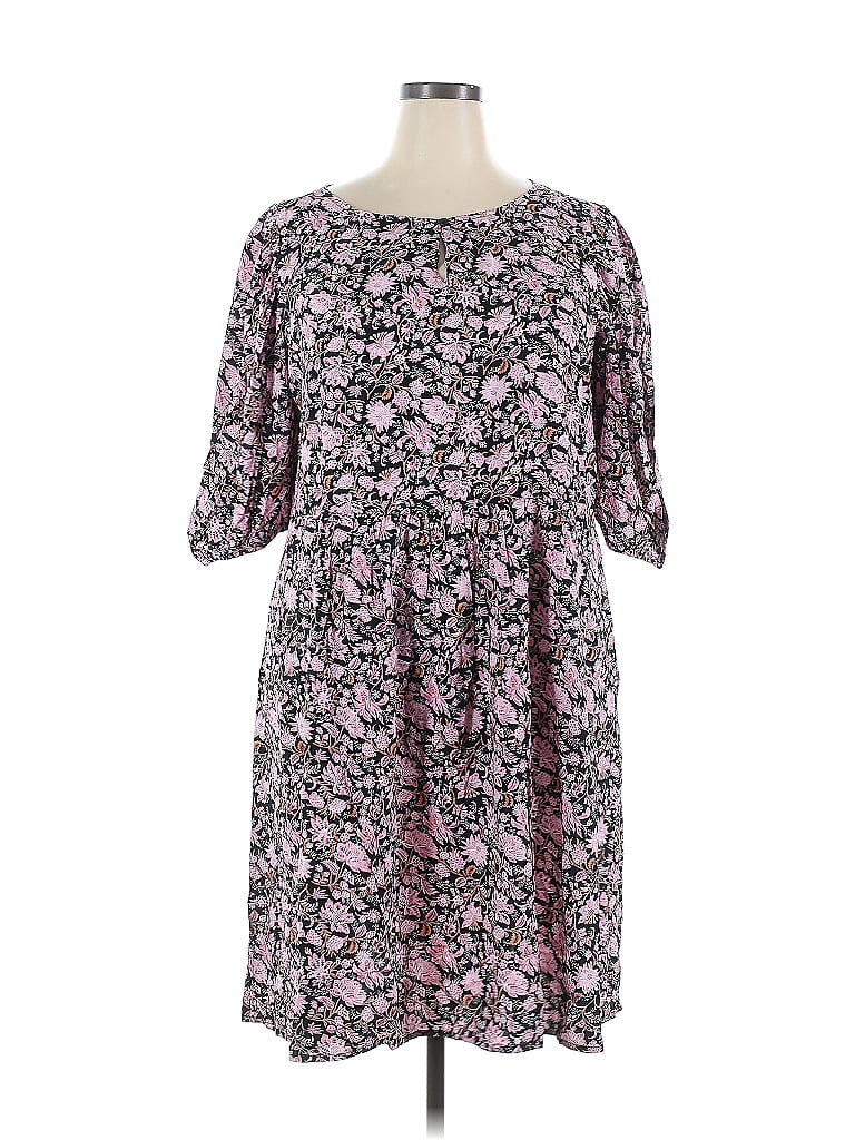 Ellos 100% Rayon Floral Purple Casual Dress Size 18 - photo 1