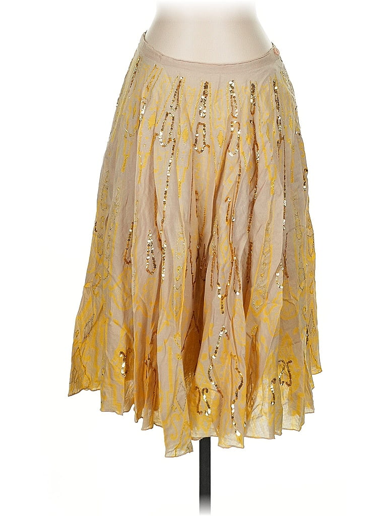 Bebe 100% Cotton Paisley Yellow Casual Skirt Size XS - photo 1