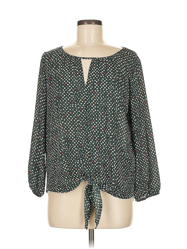 Pre-owned West Kei Long Sleeve Blouse In Green