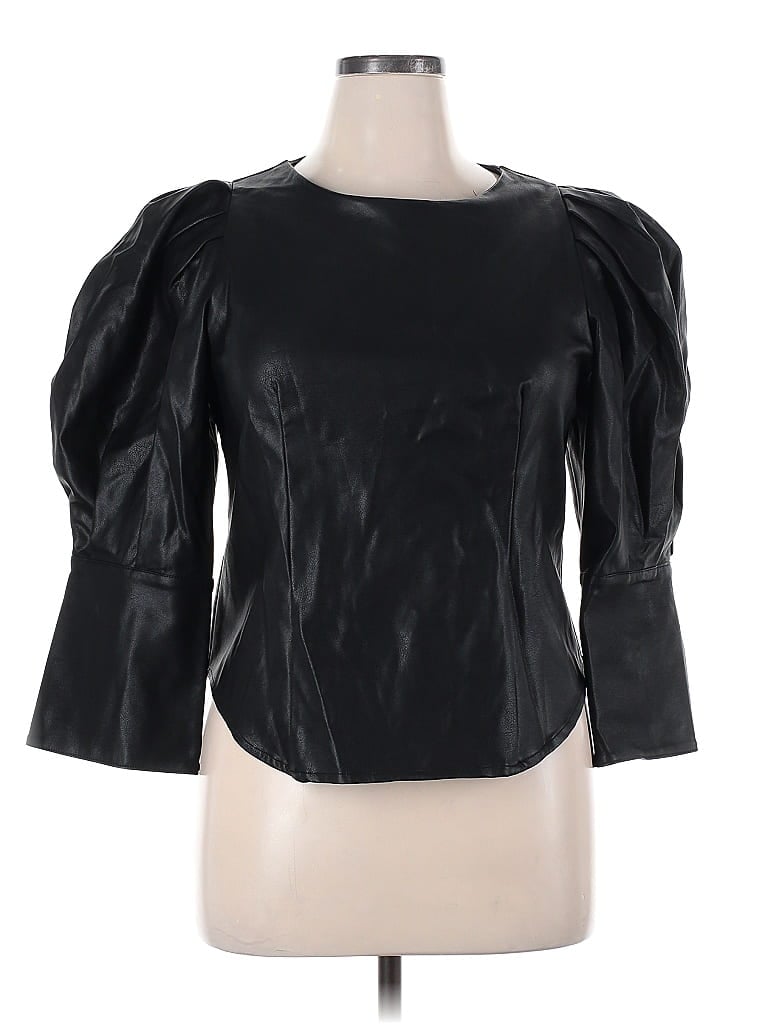 Gracia 100% Polyester Black 3/4 Sleeve Top Size XL - photo 1