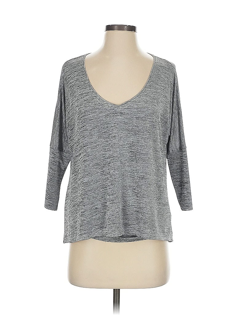 Pre-owned Joseph Ribkoff 3/4 Sleeve Top Gray V Neck Tops