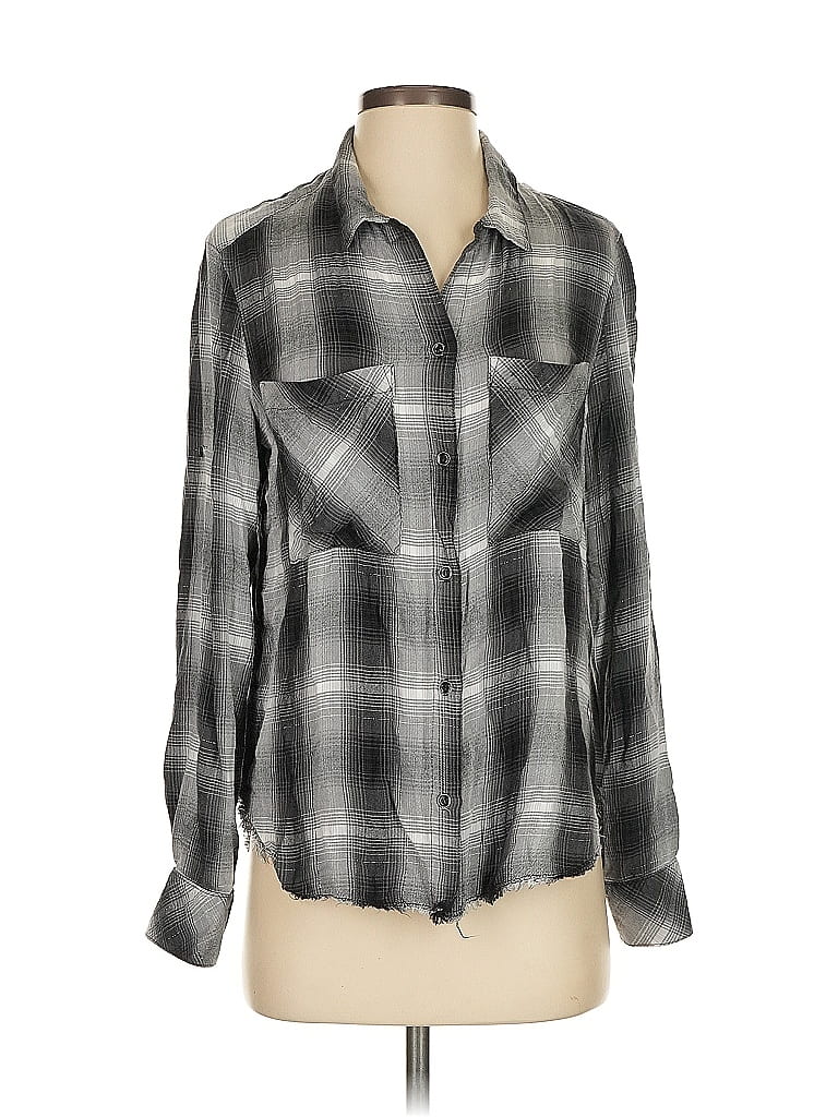 Pre-owned Bella Dahl Long Sleeve Button Down Shirt In Gray