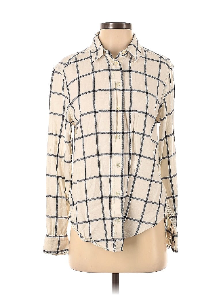 Pre-owned Gap Long Sleeve Blouse In White