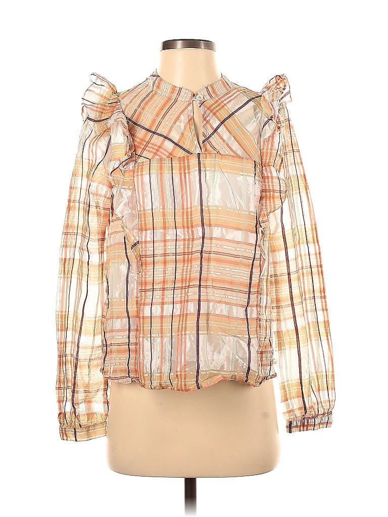 Pre-owned Current Air Long Sleeve Blouse In White