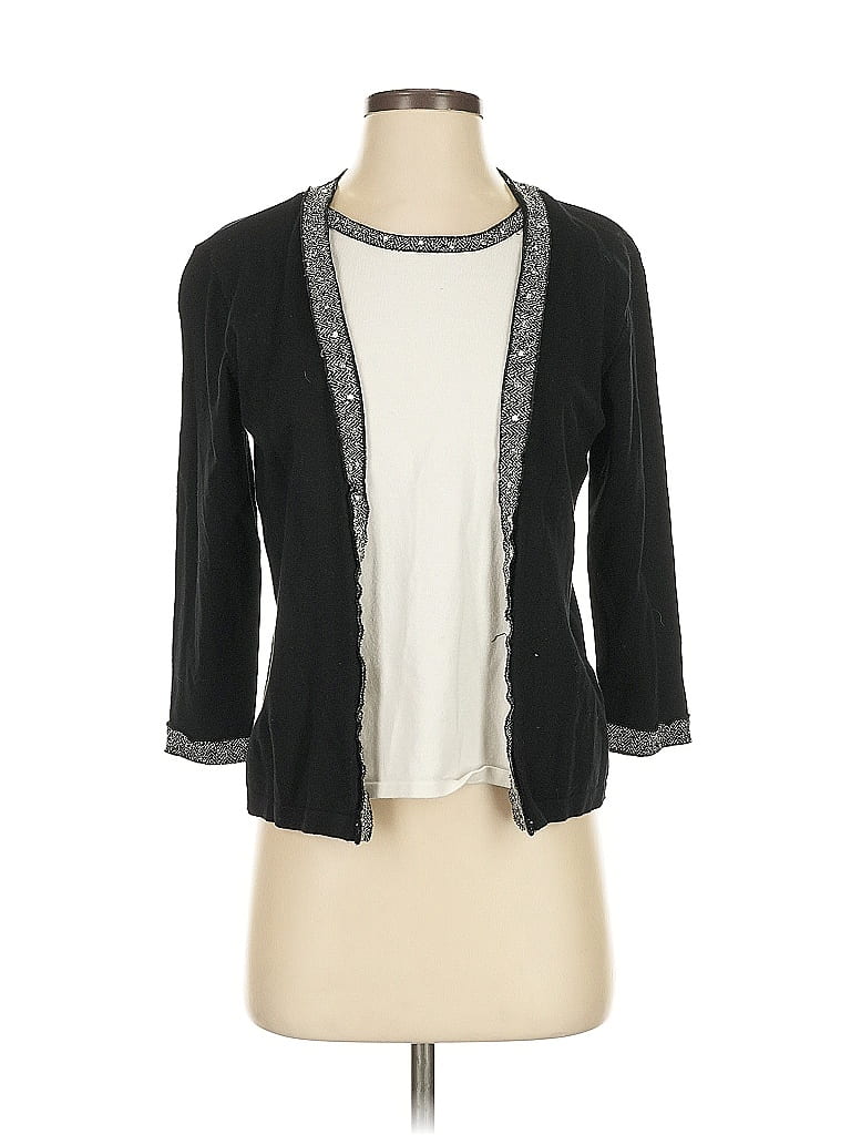 Pre-owned Alfred Dunner Long Sleeve Top Black Keyhole Neckline Tops