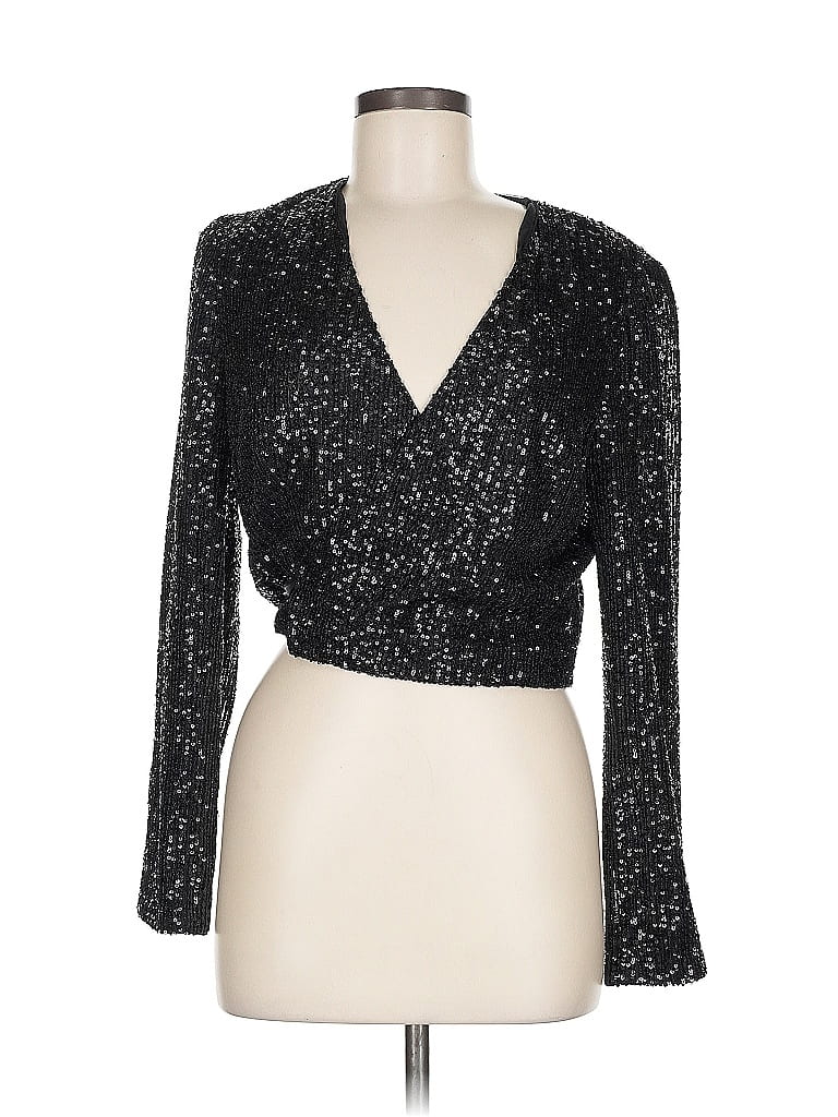 ML Monique Lhuillier Black Long Sleeve Top Size M - photo 1