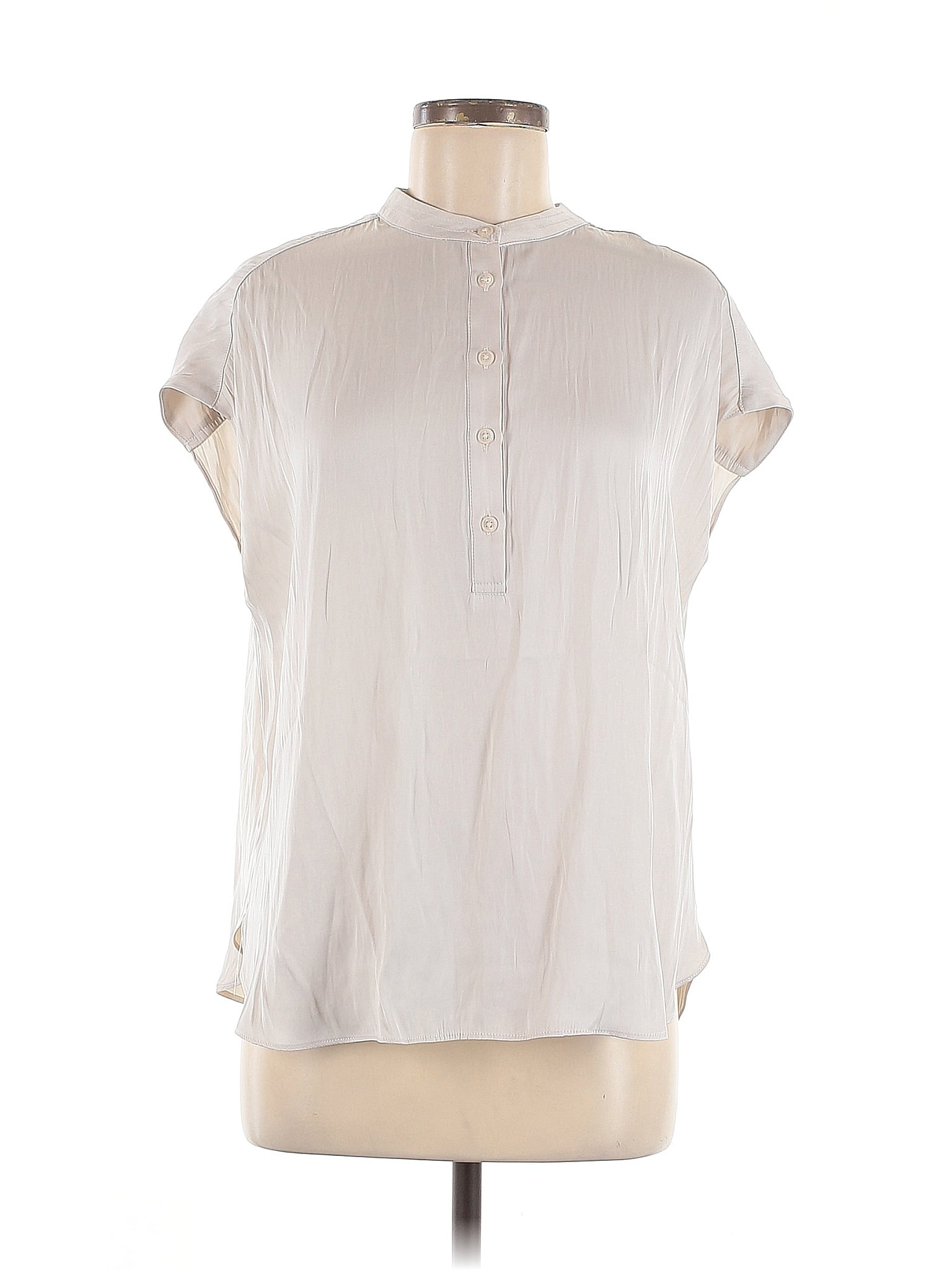 Rachel Zoe 100% Polyester Ivory White Short Sleeve Blouse Size M