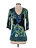 Hale Bob 100% Silk Paisley Teal 3/4 Sleeve Silk Top Size S - photo 1