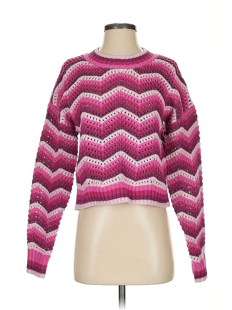 Pink Rose Chevron-herringbone Pink Pullover Sweater Size S - photo 1