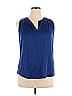 Halston Heritage Blue Sleeveless Silk Top Size XL - photo 1