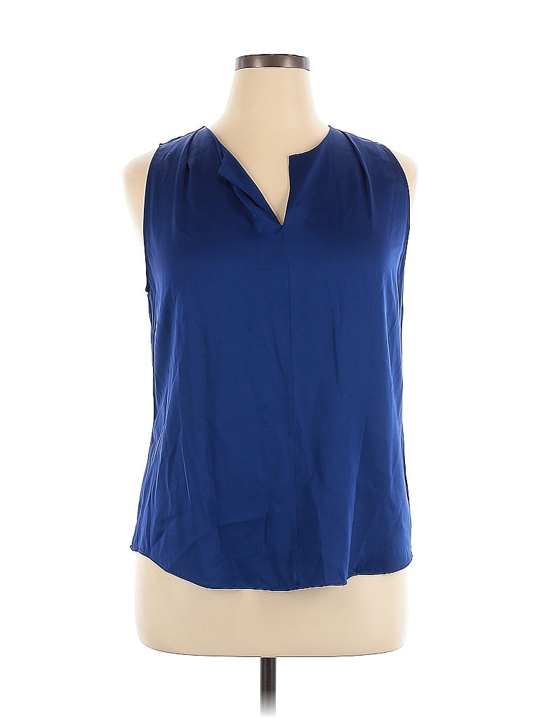 Halston Heritage Blue Sleeveless Silk Top Size XL - photo 1
