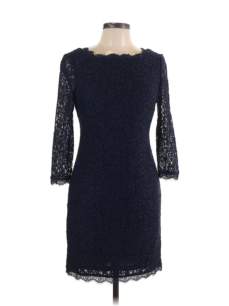 Adrianna Papell Women's Embroidered Cocktail Dress Blue Size 2