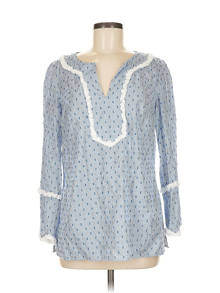 Sail to Sable 100% Cotton Blue 3/4 Sleeve Blouse Size M - photo 1