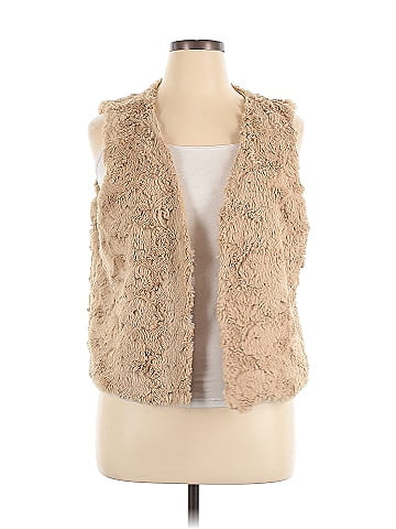 Relativity Quilted Vest Womens Plus Size 2X White Full Zip Pockets