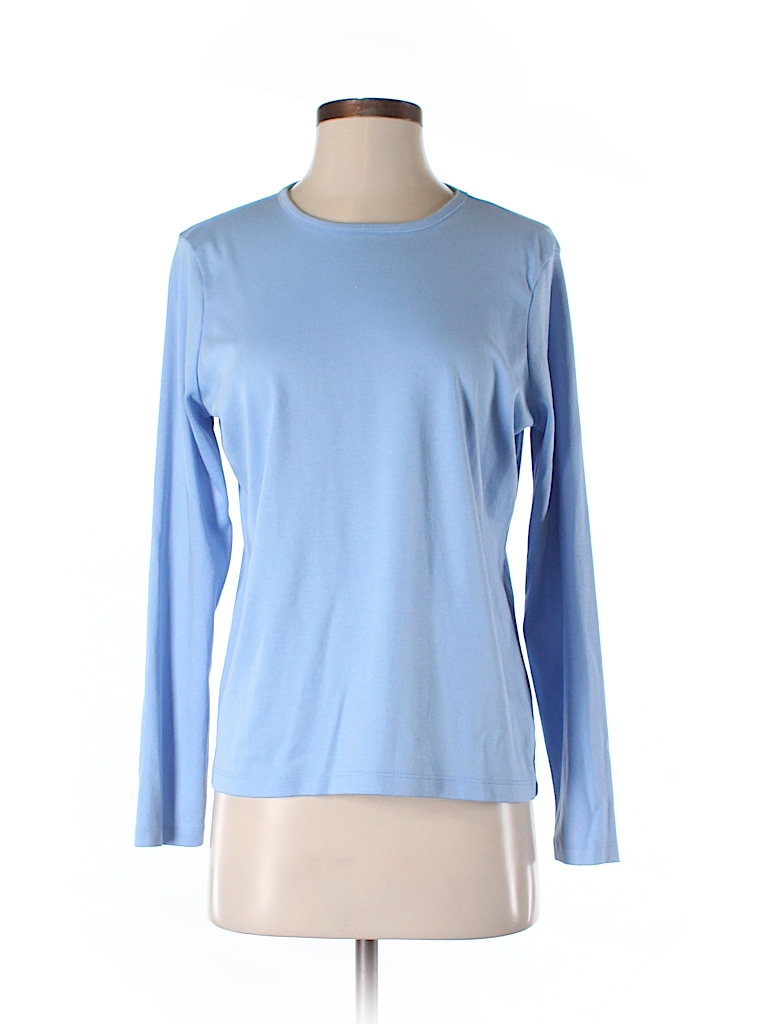 L.L.Bean 100% Supima Cotton Solid Blue Long Sleeve T-Shirt Size M - 58% ...