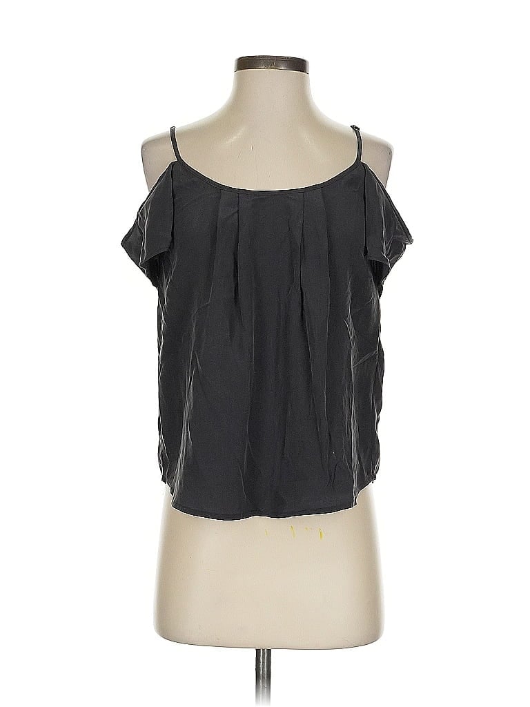 Click to view more detailed imagery on our partner's website Pre-owned Joie Sleeveless Silk Top Black Cold Shoulder Neckline Tops