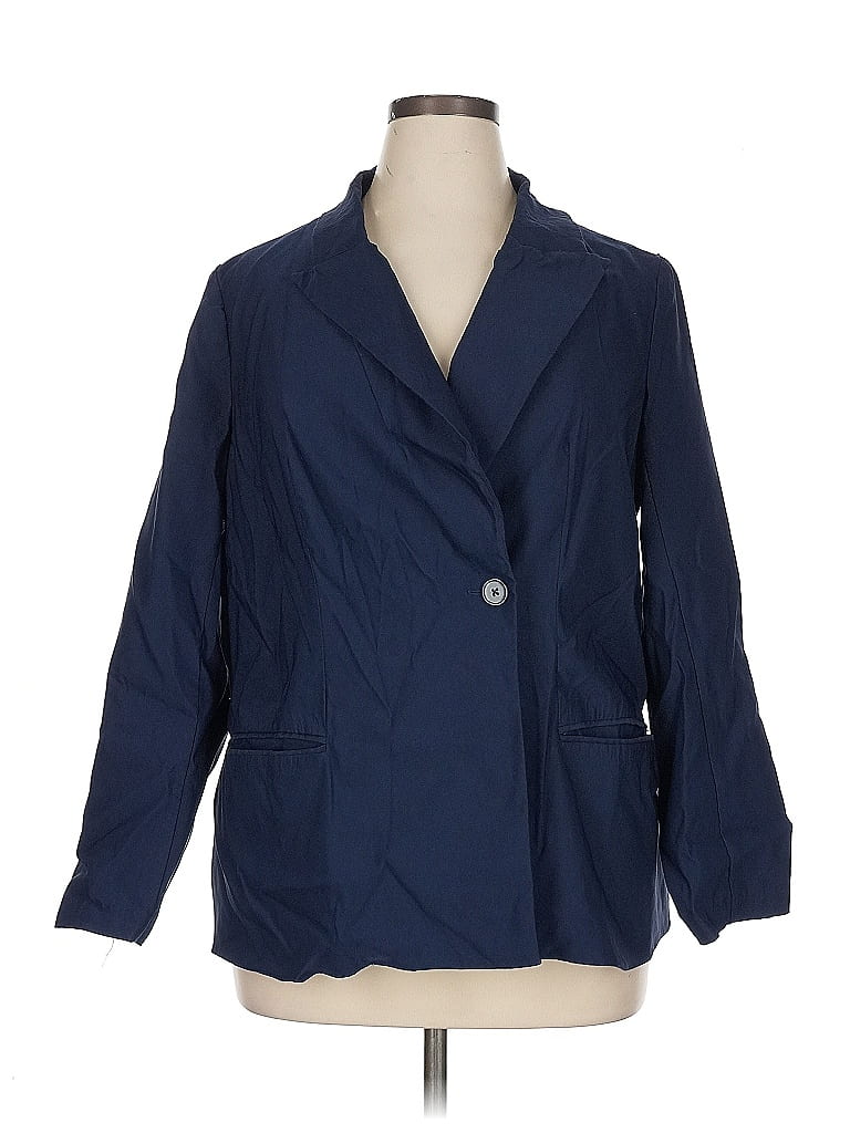 DG^2 by Diane Gilman Solid Blue Blazer Size 1X - photo 1
