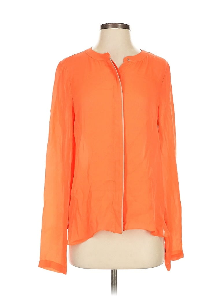 Click to view more detailed imagery on our partner's website Pre-owned A.l.c Long Sleeve Silk Top Orange Keyhole Neckline Tops