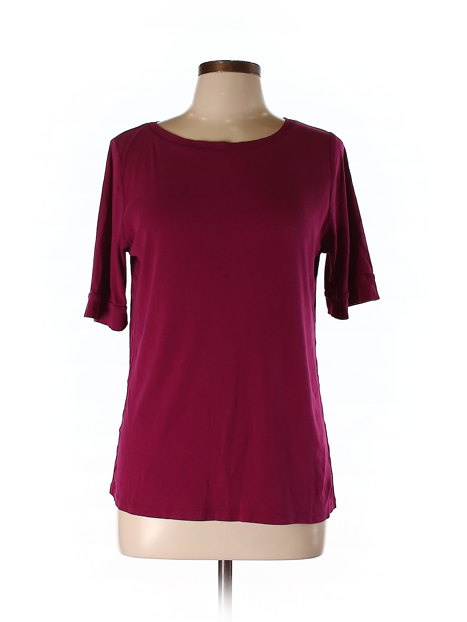 Merona 100% Cotton Solid Dark Purple 3/4 Sleeve T-Shirt Size XL - 50% ...