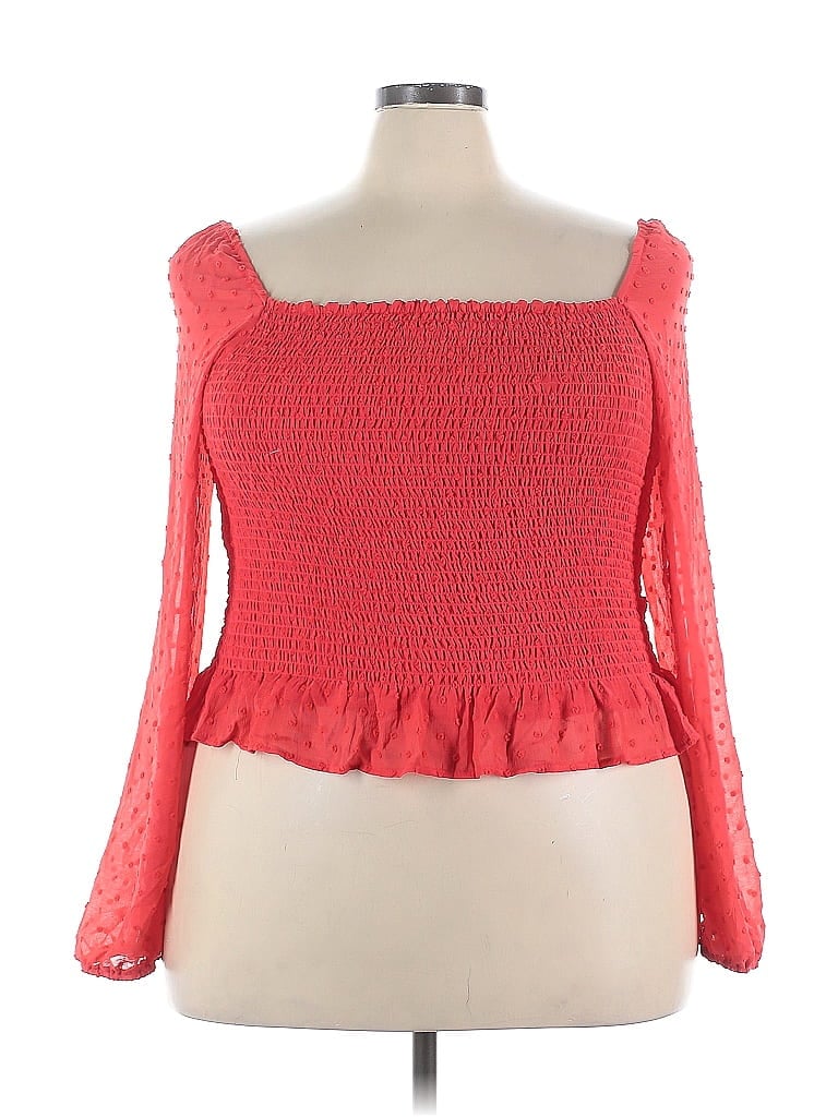 Pre-owned Lush Long Sleeve Top Red Sweetheart Neckline Tops