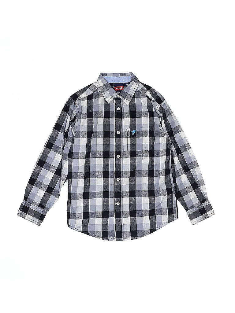 Wrangler Jeans Co Checkered-gingham Gray Long Sleeve Button-Down Shirt Size 6 (big kids) - photo 1