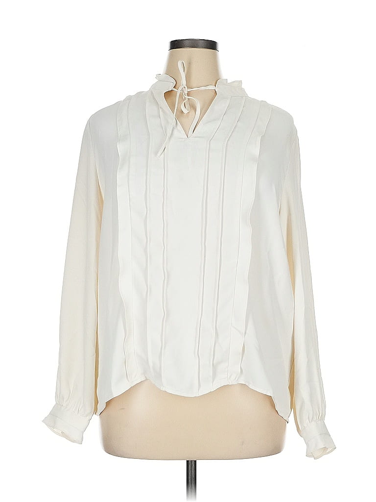 Ann Taylor 100% Polyester Ivory Long Sleeve Blouse Size XL - photo 1