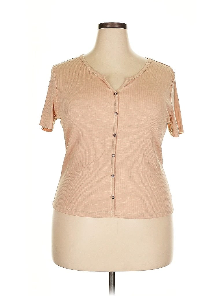 Ambiance Tan Short Sleeve Henley Size 3X - photo 1