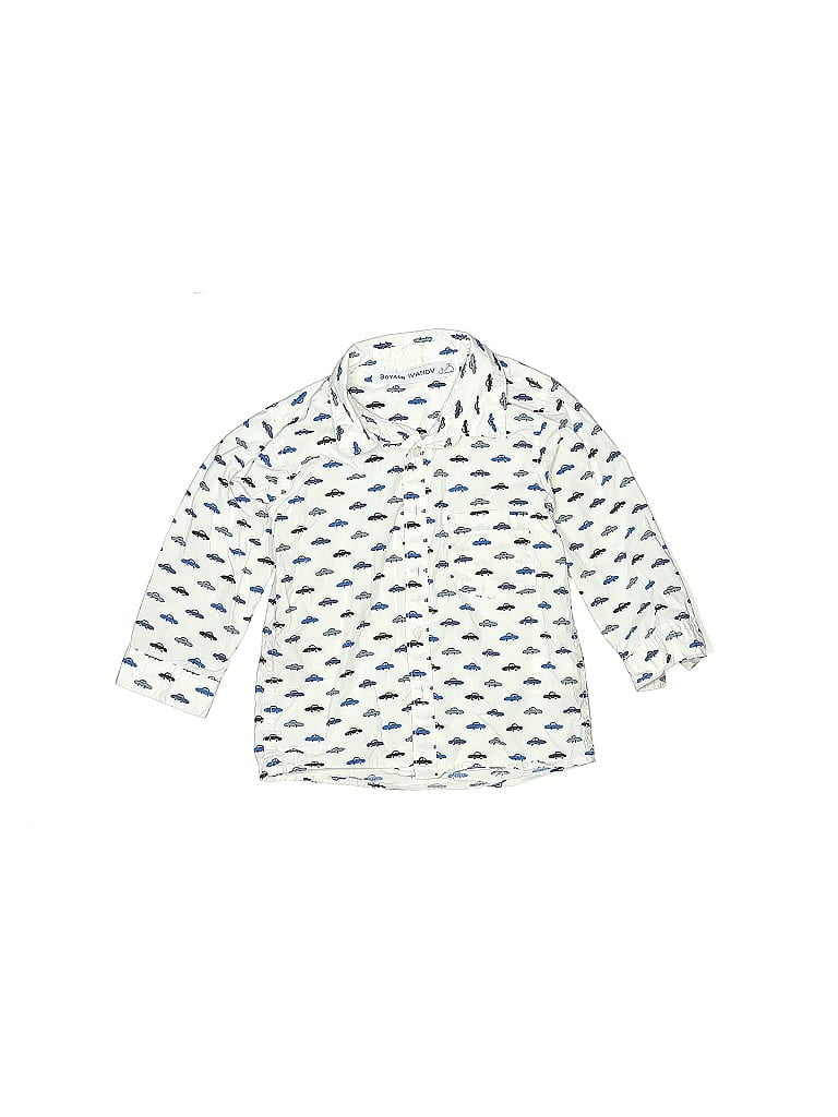 Pre-owned Assorted Brands Kids' Long Sleeve Button Down Shirt In White