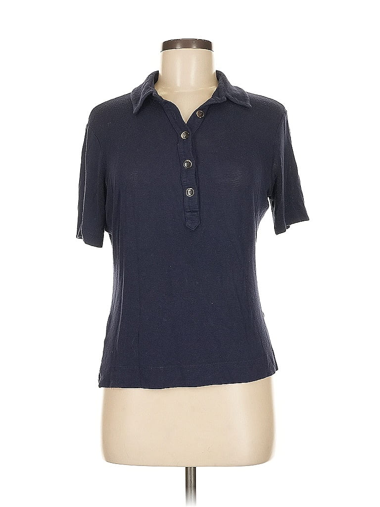 Three Dots Blue Short Sleeve Polo Size L - photo 1