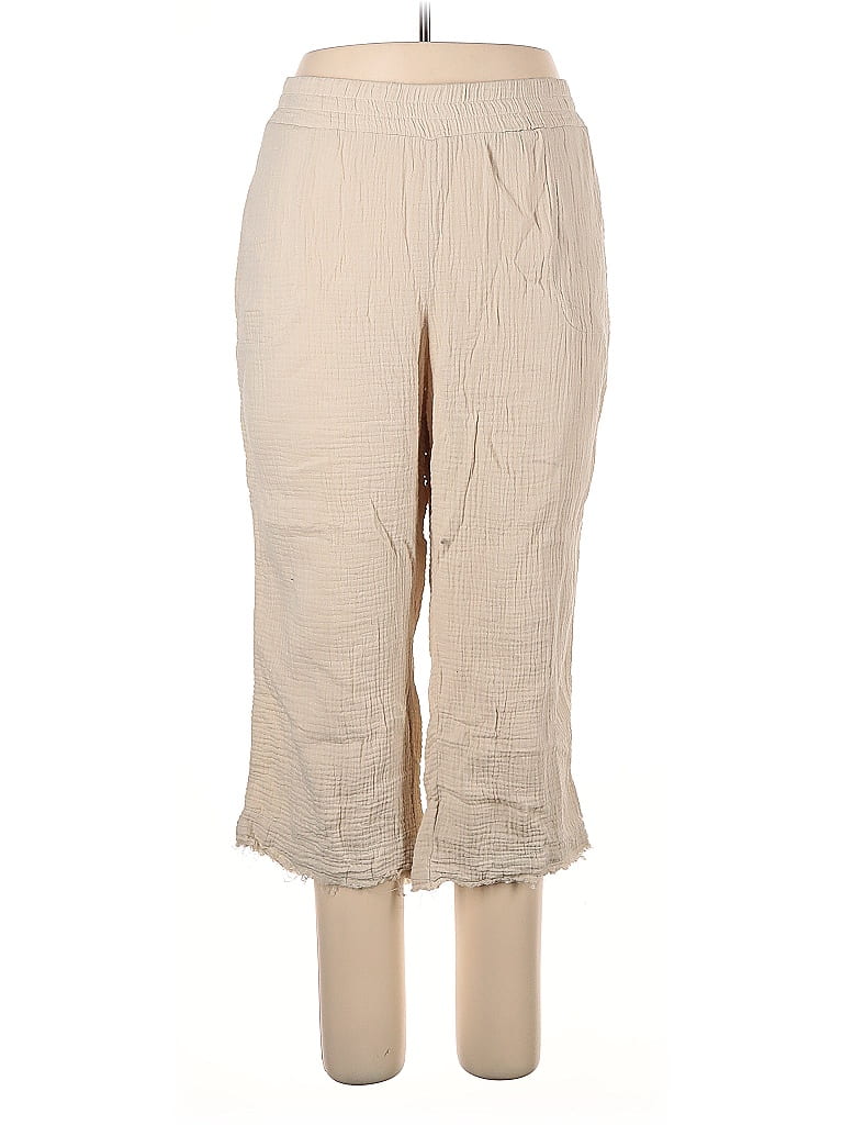 Belle By Kim Gravel 100% Cotton Solid Tan Casual Pants Size XL (petite) - photo 1