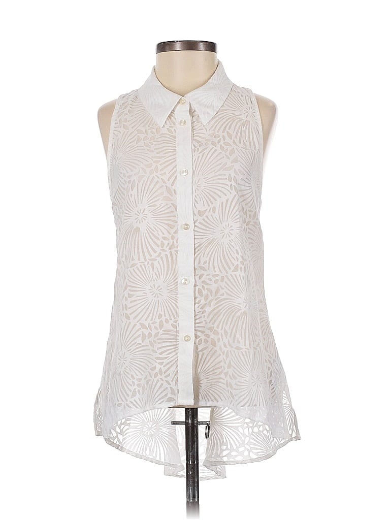 Fashion Star for H&M Ivory Sleeveless Button-Down Shirt Size 2 - photo 1