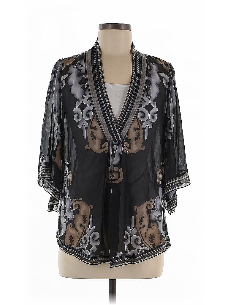 Hale Bob 100% Silk Black 3/4 Sleeve Silk Top Size M - photo 1