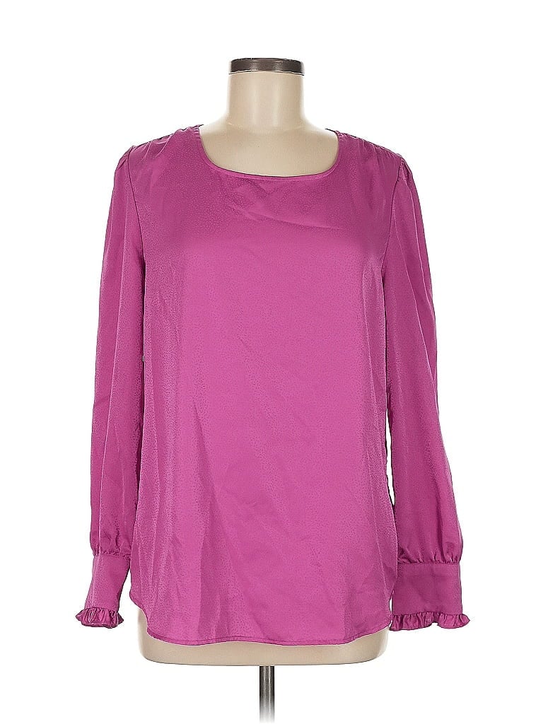 Pre-owned Adrianna Papell Long Sleeve Blouse In Purple
