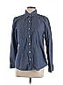 Ann Taylor LOFT Outlet 100% Cotton Blue Long Sleeve Button-Down Shirt Size L - photo 1