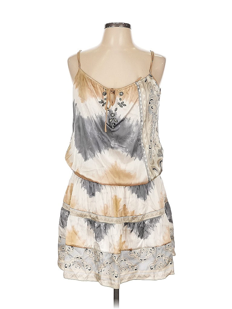 Hale Bob Tie-dye Ivory Tan Cocktail Dress Size L - photo 1