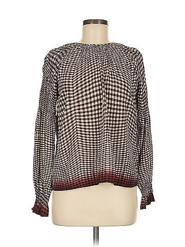 Ecru Long Sleeve Silk Top (view 1)