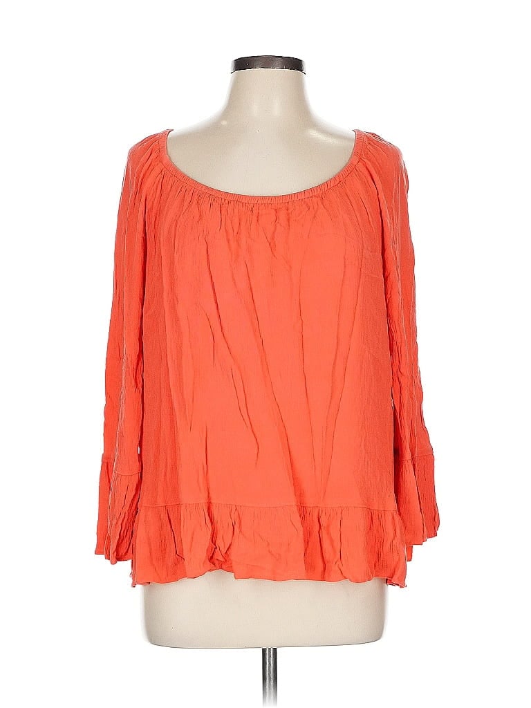 Pre-owned Du Jour 3/4 Sleeve Blouse In Orange