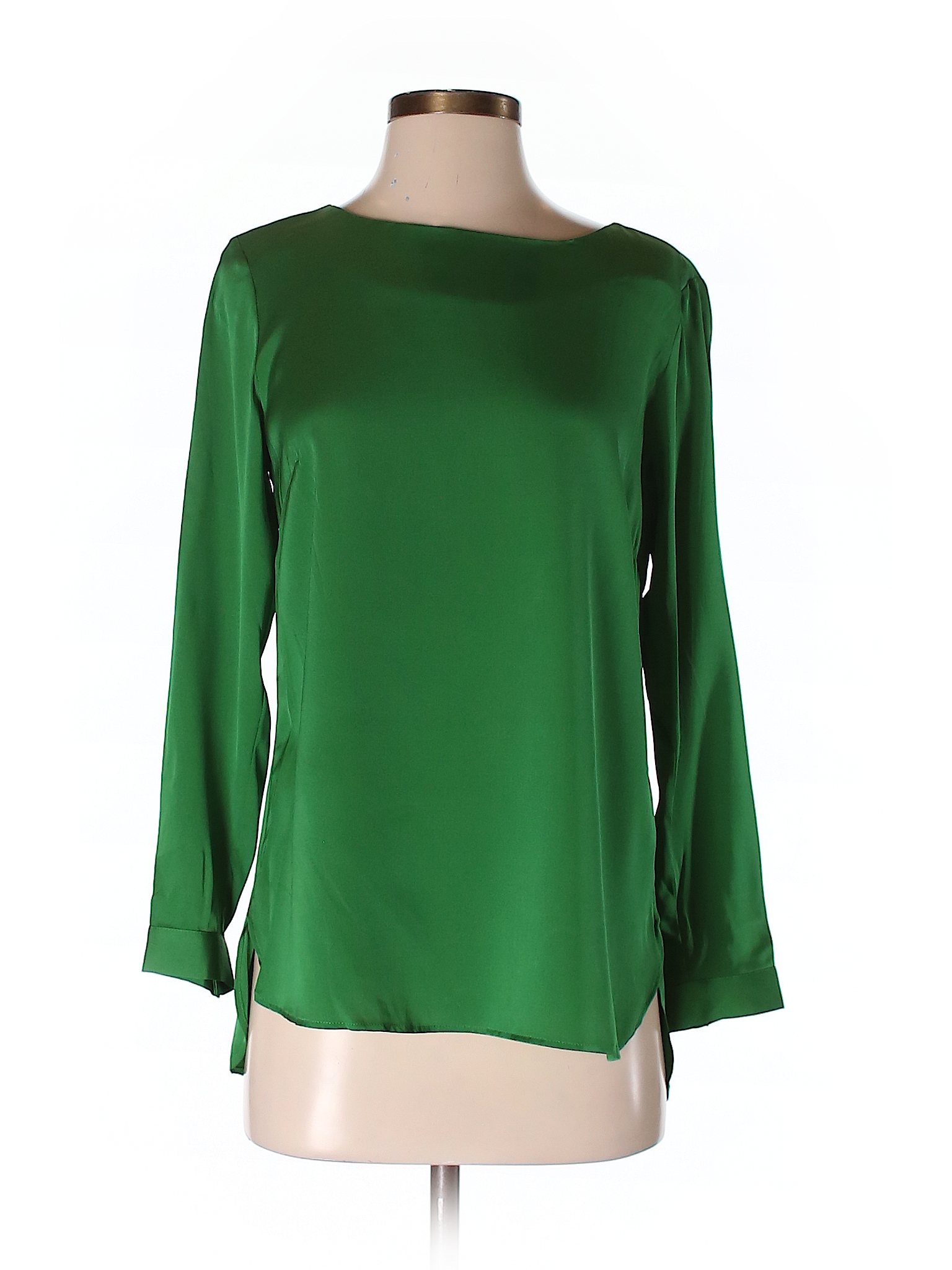 Elizabeth McKay Solid Green Long Sleeve Silk Top Size 2 - 70% off | thredUP