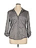 Ann Taylor Factory Metallic Gray 3/4 Sleeve Button-Down Shirt Size 16 - photo 1