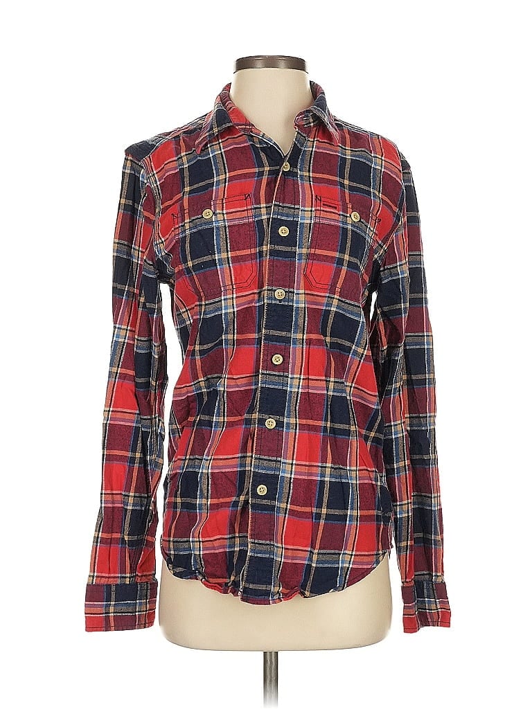 Pre-owned American Eagle Outfitters Long Sleeve Button Down Shirt In Red