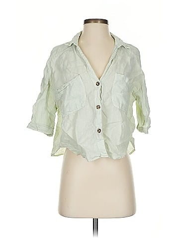Zara 3/4 Sleeve Button-Down Shirt (view 1)