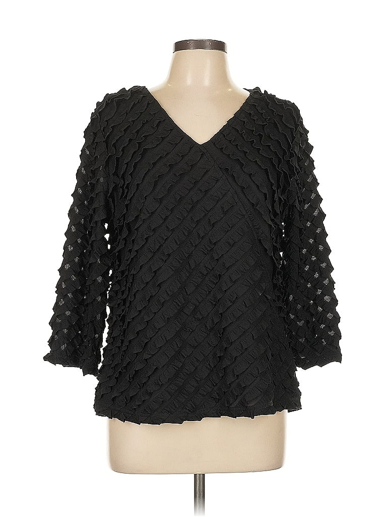 Pre-owned Draper's & Damon's 3/4 Sleeve Blouse In Black
